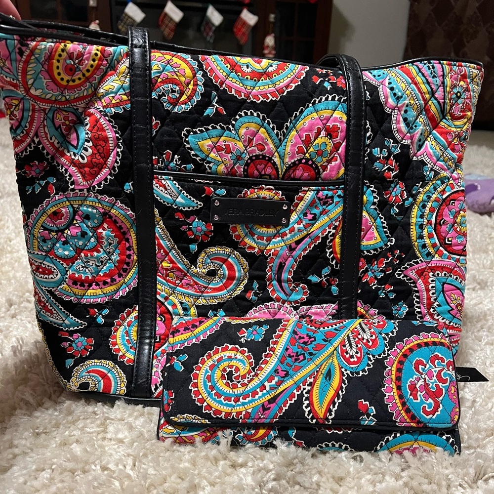 Vera Bradley Parisian Paisley Small Tote with long Wallet